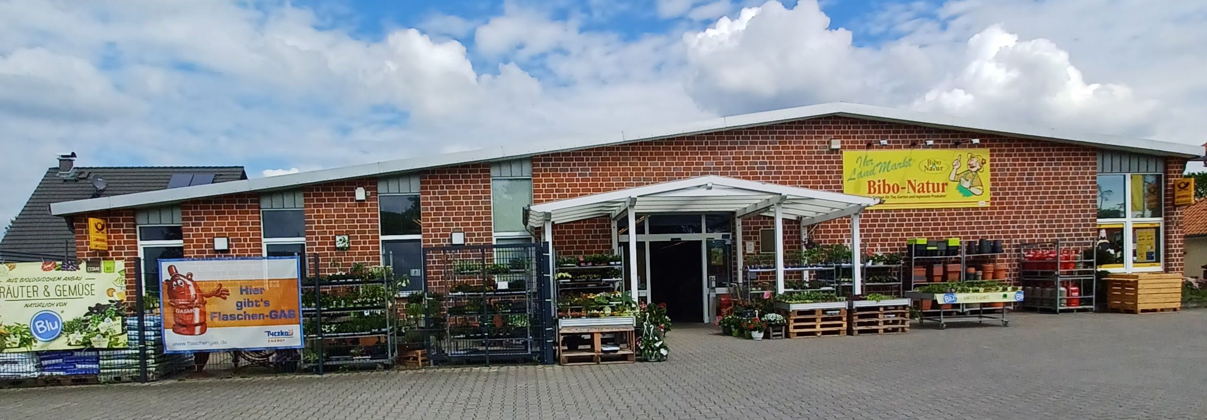 Eingangsbereich draußen von Bibo Natur in Gescher.